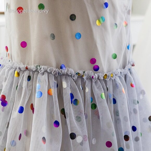 Cuteheads 2T Girl's Gray Tulle Confetti Polka Dot Party Dress - Picture 5 of 10
